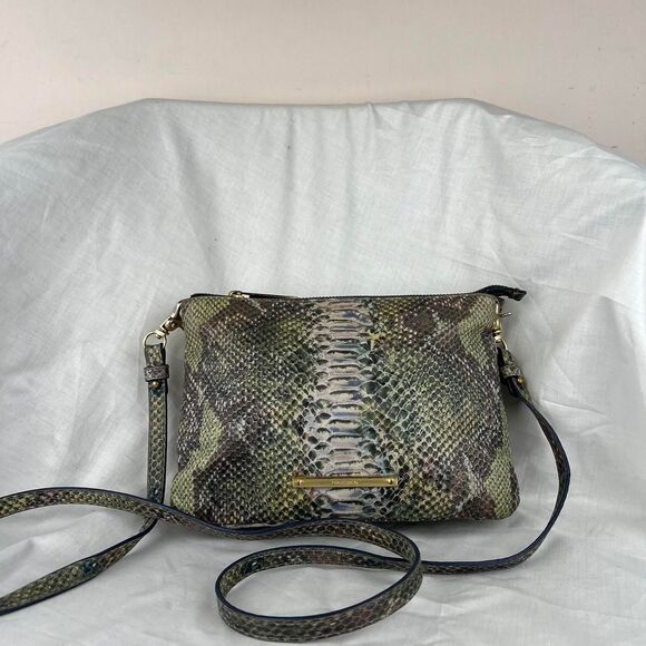 Brahmin Handbags - Brahmin Carrie Crossbody Moonstone Seville Leather Snakeskin Bag Rare